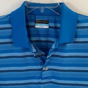 PGA Tour Men's Blue Striped Polo Shirt